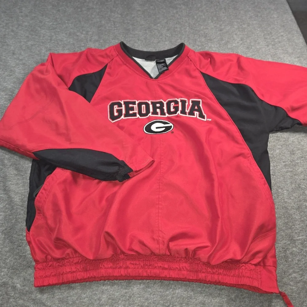 Georgia Bulldogs Jacket Mens Large Red NCAA Football Starter V Neck Pullover